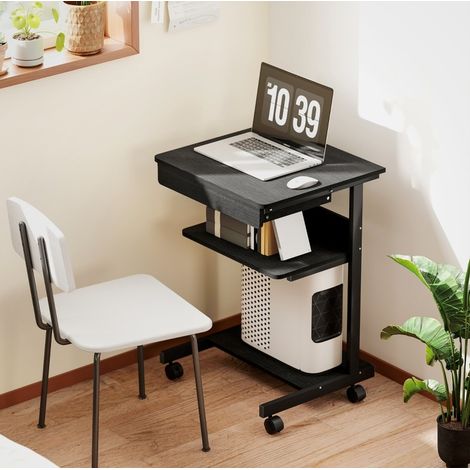 MEUBLIV Bureau roulant 56 x 51 cm noir – avec tiroir, étagères et roulettes verrouillables (1/5)