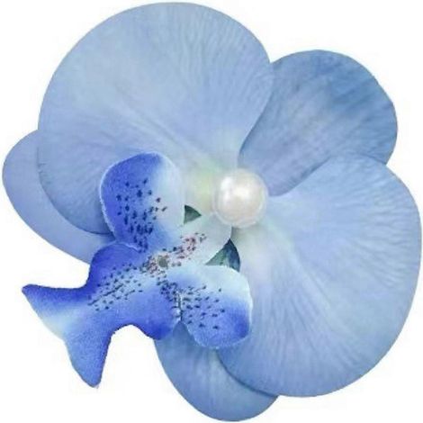 Pince à cheveux en forme de fleur de phalaenopsis, fausse fleur en soie, épingle à cheveux légère-Dark Blue