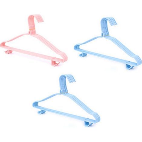 Lot de 30 cintres à vêtements avec crochets antidérapants, en métal écologique, pour la maison. Couleurs aléatoires : rose et bleu. (1/5)