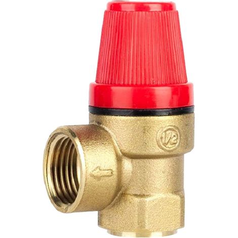 Soupape de Sécurité G1/2", Soupape de Surpression en Laiton 3 Bar DN15 de Sécurité Suspendue à Ressort Fileté de Purge pour Eau Potable Fioul Gaz (1/5)
