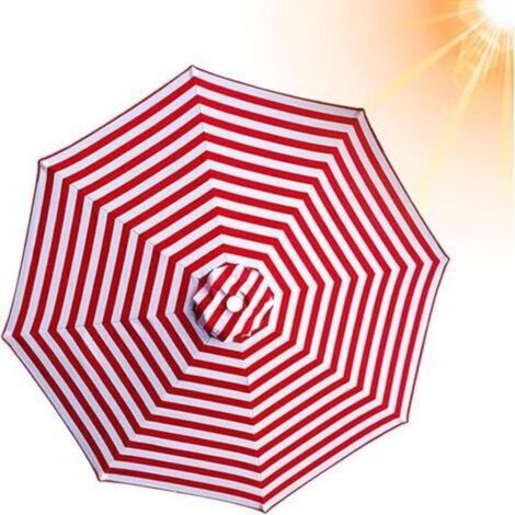 Parasol de terrasse de remplacement, résistant aux UV, au vent et à la pluie, adapté au jardin et à la plage, rouge 200 cm, 8 baleines