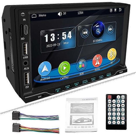 Autoradio 2DIN avec écran tactile 7 pouces, Bluetooth, FM, SD, USB, TF, lecteur MP5 HD et CarPlay. (1/5)
