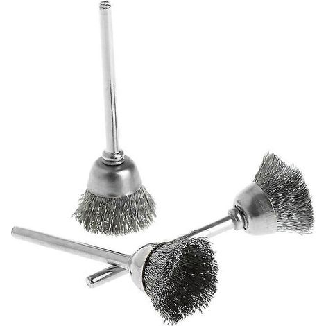 Lot de 3 brosses métalliques en acier pour l'ébavurage abrasif des outils de perçage, en forme de bol (1/5)