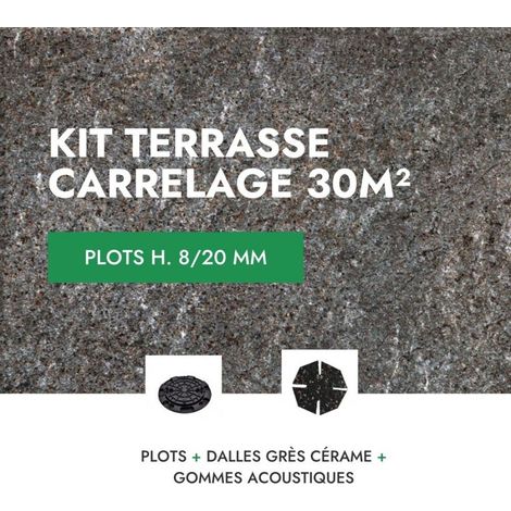 Kit Terrasse carrelage 30m² - Aspect Pierre Quarziti 60x60 cm - Mirage  - 8/20 mm (1/5)