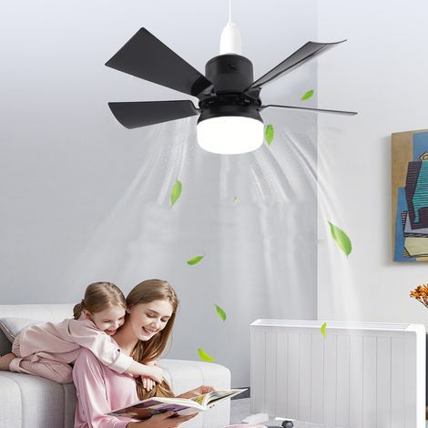Ventilateur de plafond avec éclairage et télécommande, 3 couleurs, 3 vitesses, minuterie, E26, 85-265 V (blanc) (1/5)