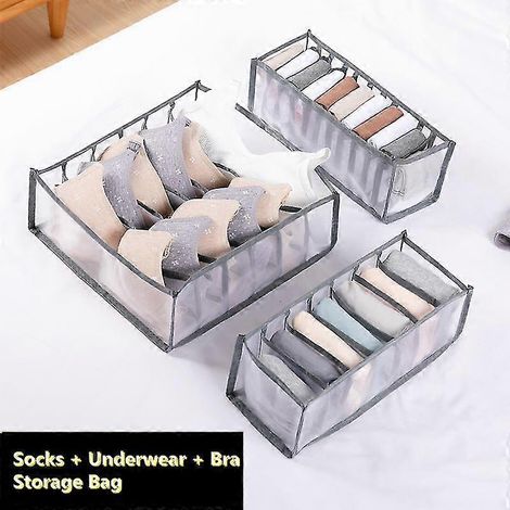 Boîte de rangement pour sous-vêtements, chaussettes et soutiens-gorge avec séparateurs de tiroirs et grilles de tri. (1/5)