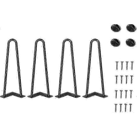 Ensemble de 4 pieds de table en métal de 30 cm à monter soi-même, pieds en épingle à cheveux, diamètre 9 mm, adaptés aux tables basses/tables à manger/armoires/penderies et autres meubles. (1/5)
