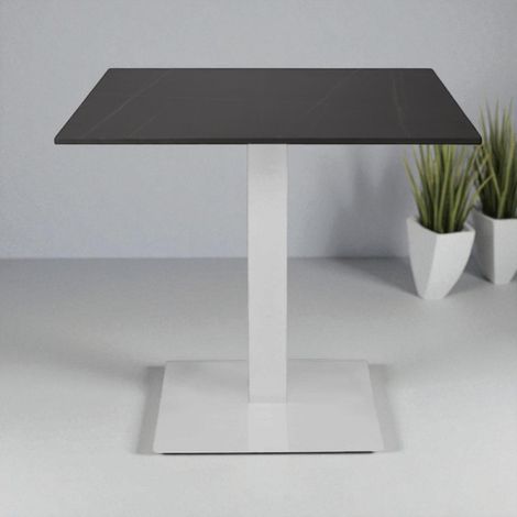 Tavolo bar pub ristorante base bianca Top 80x80 cm esterno effetto marmo Nero H 75 (1/5)