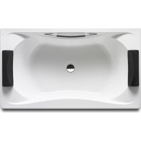 Roca – Baignoire rectangulaire acrylique 1585x630mm avec 2 appuis-tête et vidage inclus – Isolation acoustique – Pour 2 personnes (1/4)