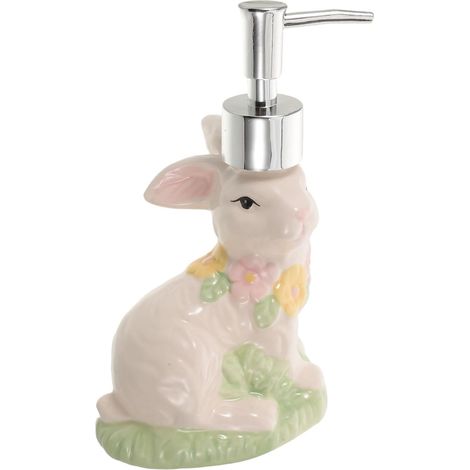 Decorated Soap Dispenser Flower Bunny Shaped Dish and Hand (1/5)