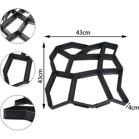 Wolketon 4pcs Pflasterform aus Kunststoff – Wiederverwendbare Betonform für Gartenwege, Terrasse & Hof, rostfrei & witterungsbeständig