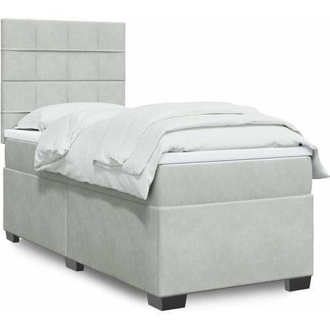 Boxspringbett mit Matratze Hellgrau 80x200 cm Samt