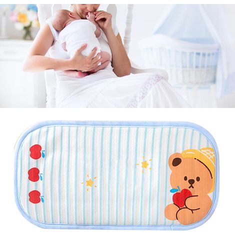 Poche de glace pour bébé, douce et confortable pour l'été, coussin rafraîchissant pour le bras avec large bande élastique pour l'allaitement, imprimé ours rayé. (1/5)