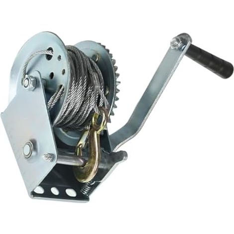 Treuil manuel robuste en acier de 544,3 kg avec cable métallique en acier de 10 m pour chargement de bateaux et équipements de pelouse (1/5)