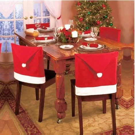 6 x Stuhllehnenbezüge in Form einer Weihnachtsmannmütze – Weihnachtsdekoration (1/3)