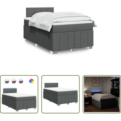 vidaXL Surmatelas - Sommier à lattes de lit avec matelas gris foncé 120x190cm tissu (1/5)