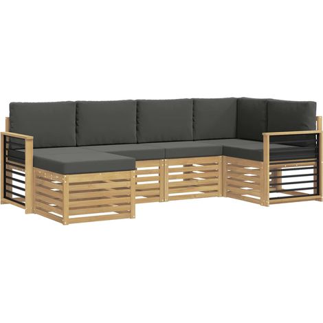 Ensemble de canapés d'extérieur 6 pc Blanc et anthracite vidaXL