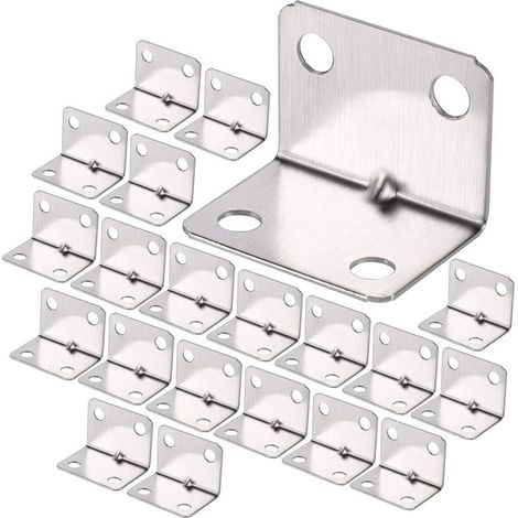 100Pcs Equerre de Coin en Acier Inox, Équerre 90 Degrés Robuste, Équerre à Angle Droit, Petit Equerre de Fixation pour Bois, Support Angle Droit Brace pour Fixation Clôture Table Étagère (1/5)