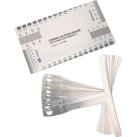 Ensemble de règles de mesure pour guitare et basse, jauge radian, outils de mesure de l'écartement et de la hauteur des cordes (1/5)