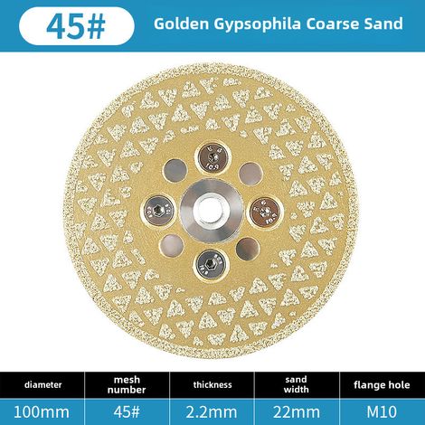 Pièces de découpe et de meulage diamantées double face pour gipsophile, pièces de découpe pour pierre de marbre rénovée, pièces de meulage pour meuleuse d'angle (sable grossier de 10 cm, n° 45) (1/5)