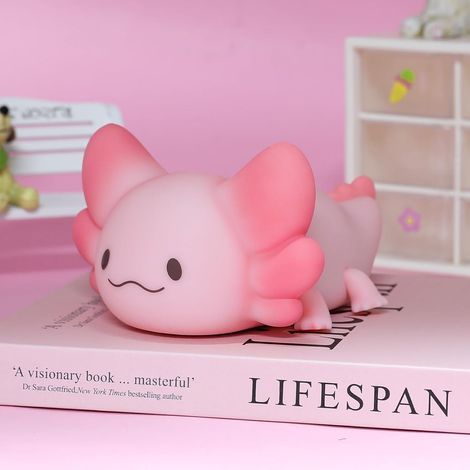 Axolotl Night Light for Children, 7 Changing Colors, 1/3 Hour Timer Function, USB Rechargeable Silicone Night Light for Nursery Decoration, Gifts for Girls and Boys (1/5)