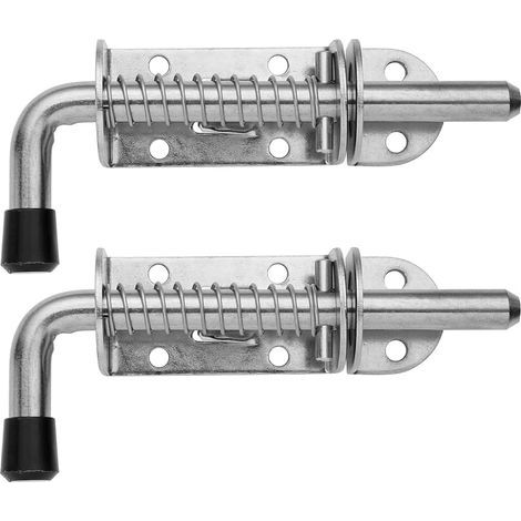 Un ensemble de deux loquets à ressort en acier inoxydable, adaptés aux portes coulissantes — vis non incluses — (1/5)