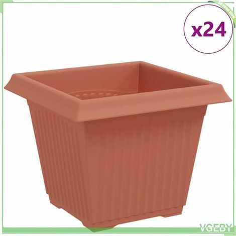 Pot de fleurs carré - FAFEICY - 42020342 - Rouge brique - 20x20x16 cm - Lot de 24 (1/5)
