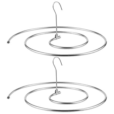 Deux étendoirs à linge rotatifs multifonctionnels, étagères de rangement en acier inoxydable, cintres, adaptés au séchage des draps et des couettes. (1/5)