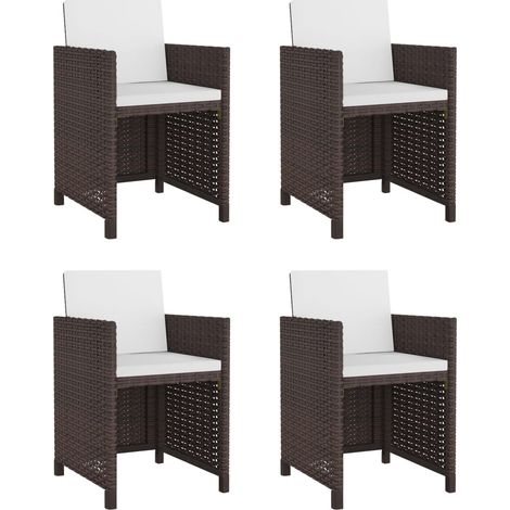 Set da Pranzo da Giardino 5 pz con Cuscini Polyrattan Marrone vidaXL (1/4)