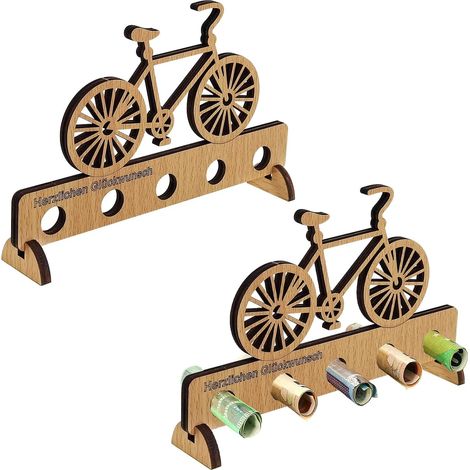 3 pcs Cadeau d'anniversaire Original en Bois pour Vélo,Argent Cadeaux Originaux en Bois,Support Velo Bois (1/5)