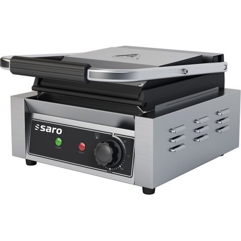 Grill contact - Plaque rainurée - Température +50/+300°C - Bac égouttement amovible - Saro