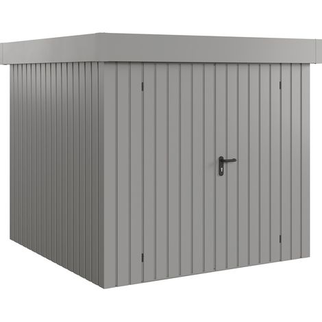 Hörmann Ecostar Metall-Gerätehaus "Euroline Trend" mit Flachdach EFD 5, graualuminium, 214 x 214 cm, 2-flüglige Tür