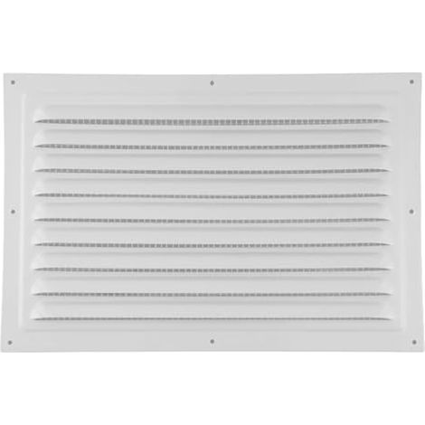 Plaque de ventilation blanche 12" x 8" / 300 x 200 mm, grille de retour d'air métallique avec grille anti-insectes intégrée, pour plafond et mur latéral - CVC