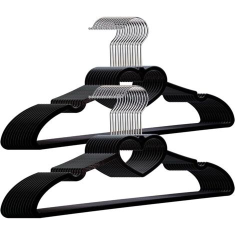 20 pièces, 39 x 21 x 0,5 cm, noir, avec crochet pivotant à 360 degrés, cintres en plastique durables pour vêtements, chemises, vestes