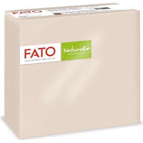 Lucart Fato - Tovaglioli Natural di Carta Monouso Piegati in 4, Ecologici, Confezione da 40 tovaglioli, Formato 38x38, 2 veli, Carta 100% di Fibre Riciclate (1/5)