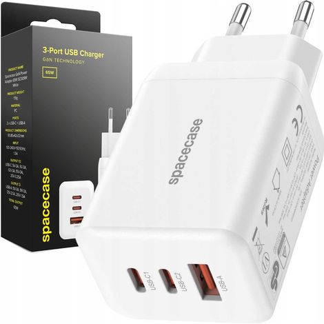 Caricabatterie USB Spacecase 65W GaN SC009W bianco (1/5)