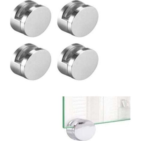 [4 pièces] Supports d'étagère en verre rectangulaires sans cadre réglables Supports de fixation robustes Clips d'étagère (1/4)