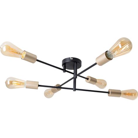 Deckenleuchte Deckenlampe Wohnzimmerleuchte schwarz 6 flammig Flurlampe L 54,5cm (1/5)