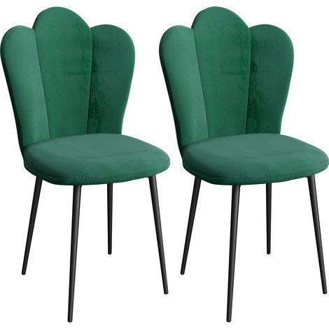 2 chaises de salle à manger à dossier haut en velours, chaise de cuisine rembourrée verte, chaise de conférence ergonomique, charge maximale 130 kg (1/5)