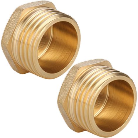 Mamelon double G1/2" (Ø 20mm) laiton mâle,4 pièces hexagonal G1/2"M/M,Raccord de jonction 2 x M Raccord fileté,Double mamelon Raccords en convient pour l'eau potable Bouchon Mâle G1" (1/5)