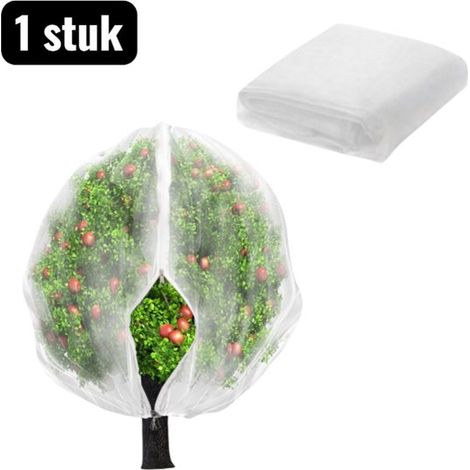 filet Filets à insectes - Sac en filet pour Plantes - Filet de protection respirant pour légumes et fruits - Filets de protection réutilisable pour serre et potager - Fermeture éclair - Wit (1/5)