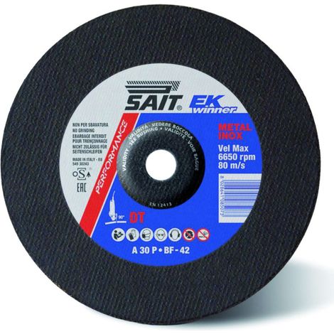 Sait DISCO ABRASIVO A CENTRO DEPRESSO EK WINNER-DT per taglio ferro/inox Ø mm. 115x3,0x22,23 - 10 pezzi