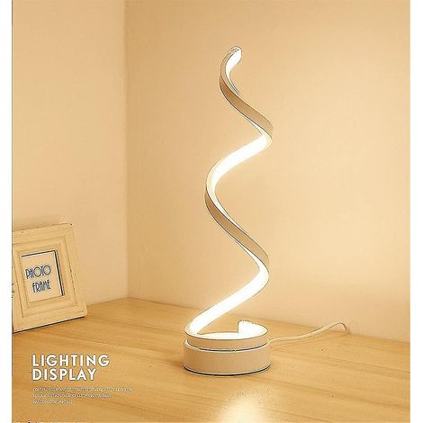 Lampe de chevet LED spirale 12 W blanc chaud, luminosité protectrice pour les yeux, lampe de table LED/éclairage décoratif pour chambre et salon (blanc) (1/5)