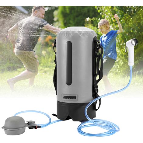 TolleTour Douche de camping 12L avec pompe, douche portable de voyage pour jardin, camping, animaux et plage, avec sac de rangement