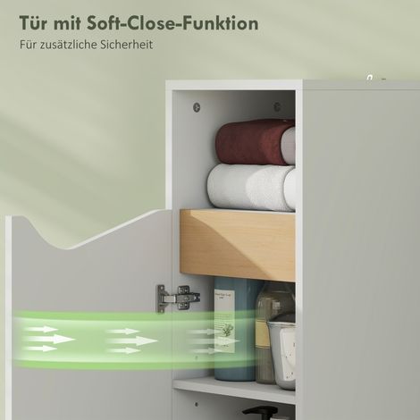 Meuble salle de bain étroit, colonne de rangement avec étagères réglables, compartiment ouvert, 30 x 30 x 71,5 cm, blanc (1/5)