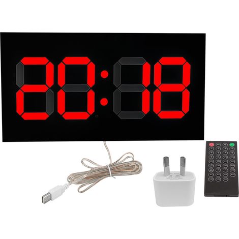 Horloge numérique acrylique 3D avec calendrier perpétuel, alarme, télécommande, chiffre rouge unique, prise AU 100-240V (1/5)