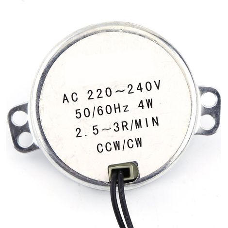 Ej.Life Moteur Synchronisé 1pc 220-240V Moteur Micro Ondes AC Synchronous Motor Geared Motor 4W CW/CCW(2.5-3RPM) (1/2)