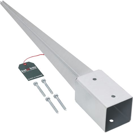 KOTARBAU® Support de Poteau Bois - Acier Galvanisé - 75 cm - Argent - 81 x 81 mm - Support Poteau à Enfoncer - pour Clôture et Pavillon - Résistant à la Corrosion (1/5)