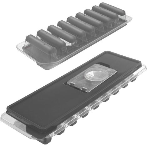 Stampo per cubetti di ghiaccio in silicone con coperchio, 26,5x9,5 cm (1/5)