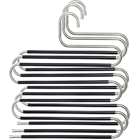 Pantalons Cintres,3 Pièces Cintres de Pantalon en Acier Inoxydable Antidérapant Gain de Place Pantalons Cintres Type S,pour Jupes éCharpes Serviettes (1/5)